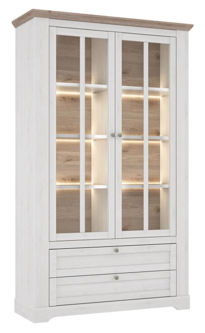 Highboardvitrine ILOPPA inkl. Beleuchtung von Forte Schneeeiche / Nelson Eiche