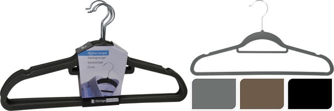 Kleiderbügel FILZ Antirutsch 5er Set Braun / Schwarz / Grau