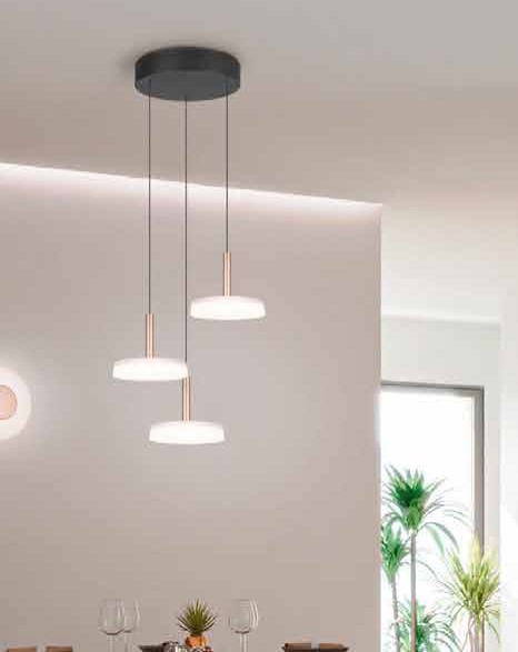 LED Pendelleuchte 3x7,5W Matt / Coffee / Glas Opal Weiß 1 Stück Metall / Glas / Holz Hellbraun, Weiß, Schwarz