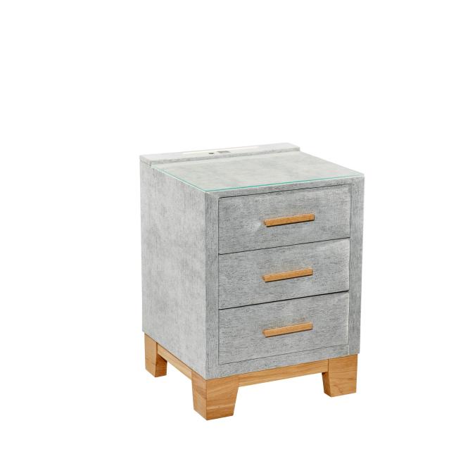 Nachtkommode inkl. LED-Beleuchtung und USB-Anschluss MARS Hellgrau