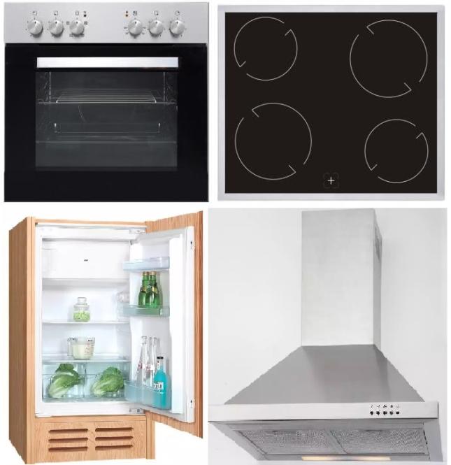 PKM Elektroset 3-tlg. inkl Dunstabzugshaube 6090-2H, Einbau-Kühlschrank KS120 und Herdset BIC4