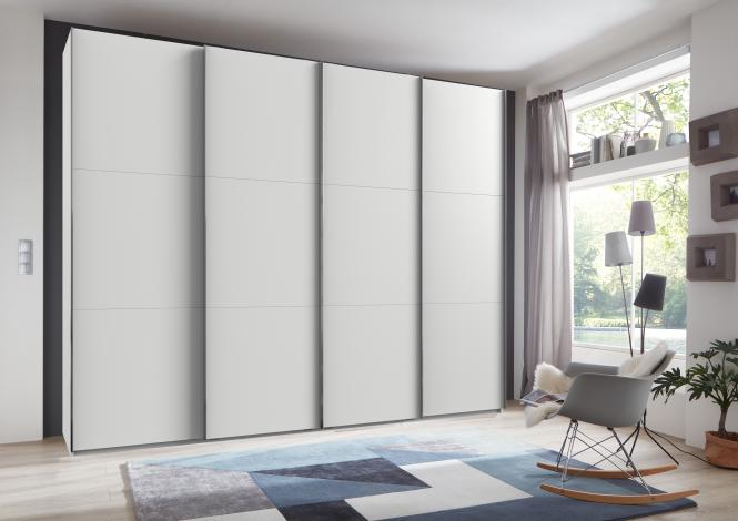 Schiebetürenschrank 3m breit mit Syncro-Technik LEVEL36 A Weiß