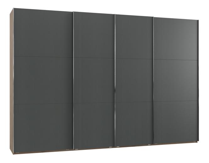 Schiebetürenschrank groß Grau 350 cm breit mit Syncro-Technik LEVEL36 A