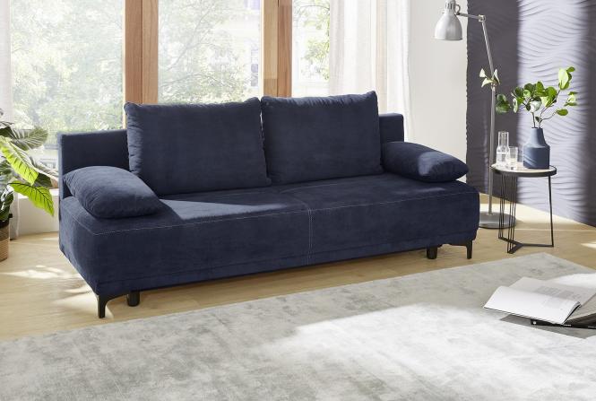 Schlafsofa mit Bettkasten ca 200 cm breit Blau LUIGI