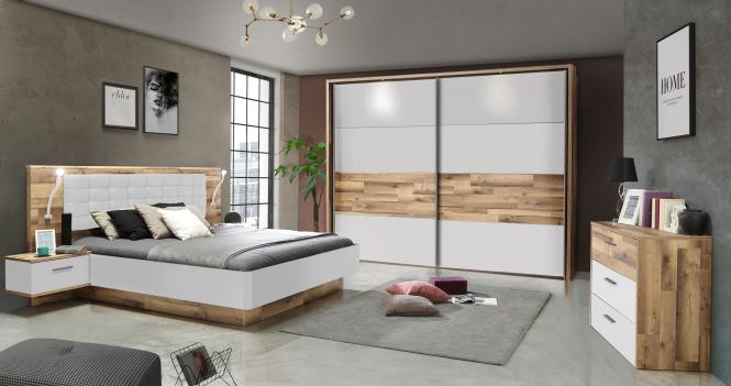 Schlafzimmer Set 3-tlg Modern Way von Forte Stabeiche / Weiss matt