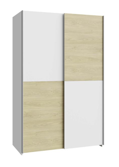 Schwebetürenschrank 120 cm SCHACH& MATT Weiß / Puccini Eiche