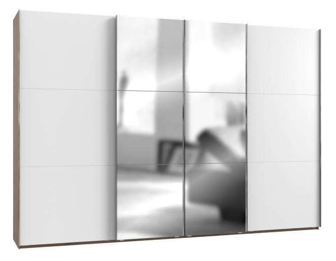 Schwebetürenschrank 350 cm mit Spiegel inkl. Syncro-Technik LEVEL36 A von WIMEX Weiß