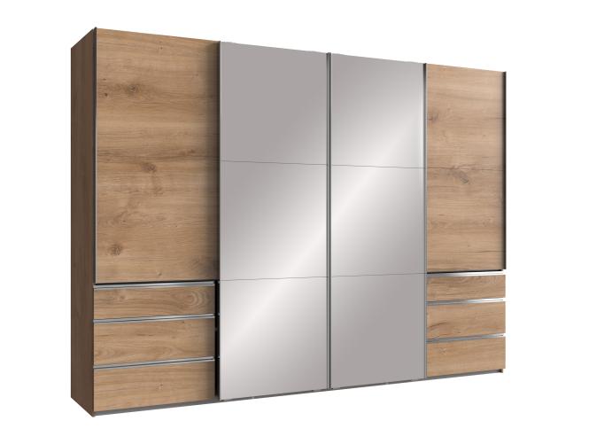 Schwebetürenschrank 4trg mit 2 Spiegel inkl. Syncro-Technik LEVEL36 A von WIMEX Braun