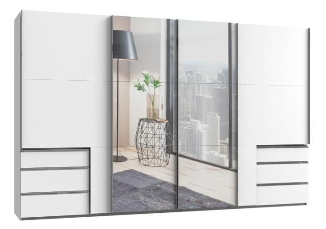 Schwebetürenschrank 4trg mit 2 Spiegel inkl. Syncro-Technik LEVEL36 A von WIMEX Weiß