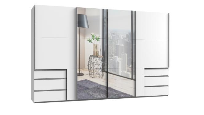 Schwebetürenschrank 4trg mit 2 Spiegel inkl. Syncro-Technik LEVEL36 A von WIMEX Weiß