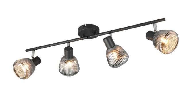 Spot 4x E14 Matt / Glas Chrom bedampft 1 Stück Metall / Glas Schwarz