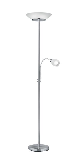 Standleuchte GERRY 2xE27 1xE14 von REALITY Leuchten Nickel Matt / Glas Weiß R40063107 Hellgrau