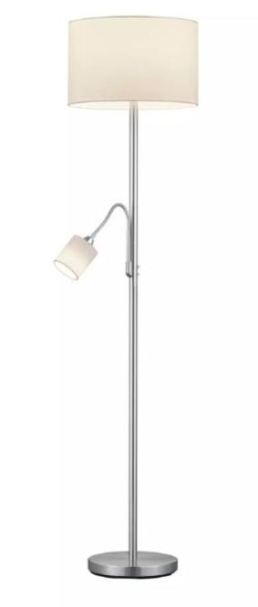 Stehlampe HOTEL Nickel Matt 1 Stück Metall / Stoff Hellgrau, Weiß