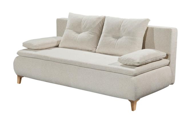 Teddy Sofa Schlafsofa mit Bettkasten Creme Beige 202 cm breit MAGNUS