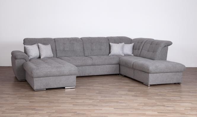 Wohnlandschaft U Couch inkl. Zierkissen ca. 357 cm breit Grau