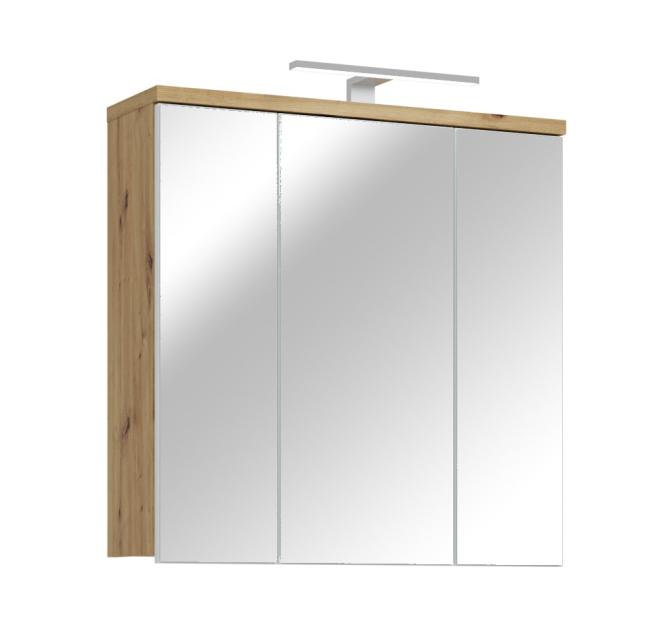 Bad-Spiegelschrank 3-trg VERIS von Forte Weiß / Artisan Oak