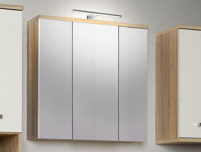 Spiegelschrank Veris inkl. weißer LED-Beleuchtung Weiß/Sonoma Eiche