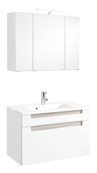Waschtisch-Set 60 2-tlg Siena inkl LED Beleuchtung von Held Möbel Weiss Hgl / Eiche Sonoma