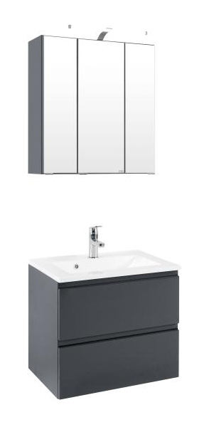 Waschtisch-Set 60 Cardiff inkl LED Beleuchtung von Held Möbel Graphit