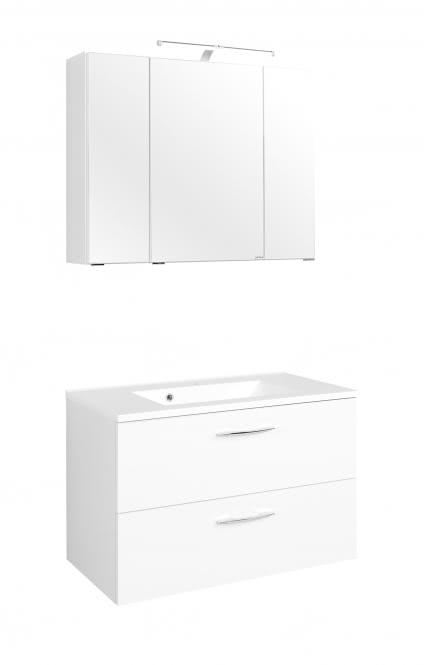 Waschtisch-Set 80 Portofino inkl LED Beleuchtung von Held Möbel Weiß
