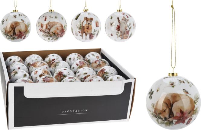 WEIHNACHTSKUGEL 1 Stück Tiere ca. 8 cm 4 Sorten unsortiert