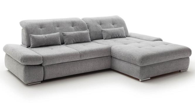 Wohnlandschaft DALIDA Ottomane rechts inkl. Sitztiefenverstellung, Bettkasten und Schlaffunktion Grau