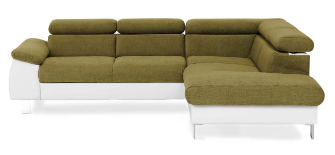 Wohnlandschaft inkl. Liegefunktion und Bettkasten MICKY von Cotta Grün / Weiß