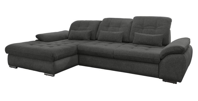 Wohnlandschaft L Form mit Schlaffunktion und Bettkasten Grau-Braun 184 x 314 cm RIGATTI