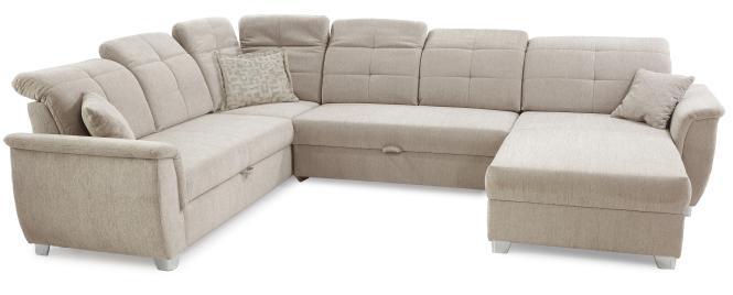 Wohnlandschaft mit Schlaffunktion und Bettkasten Beige ca. 265 x 354 x 190 cm