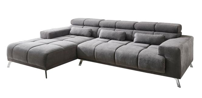 Wohnlandschaft XXL Grau mit Sitztiefenverstellung zum Bigsofa 285 x 201 cm SPEED