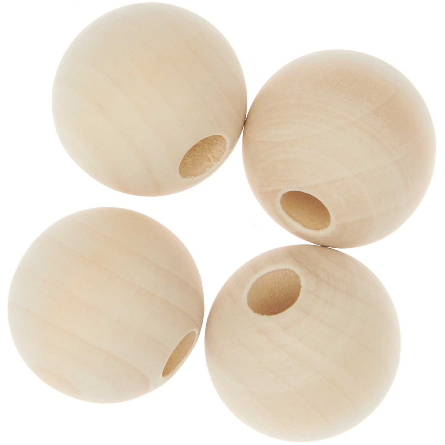 Rico Design Makramee Perlen Holz natur 35mm 4 Stück
