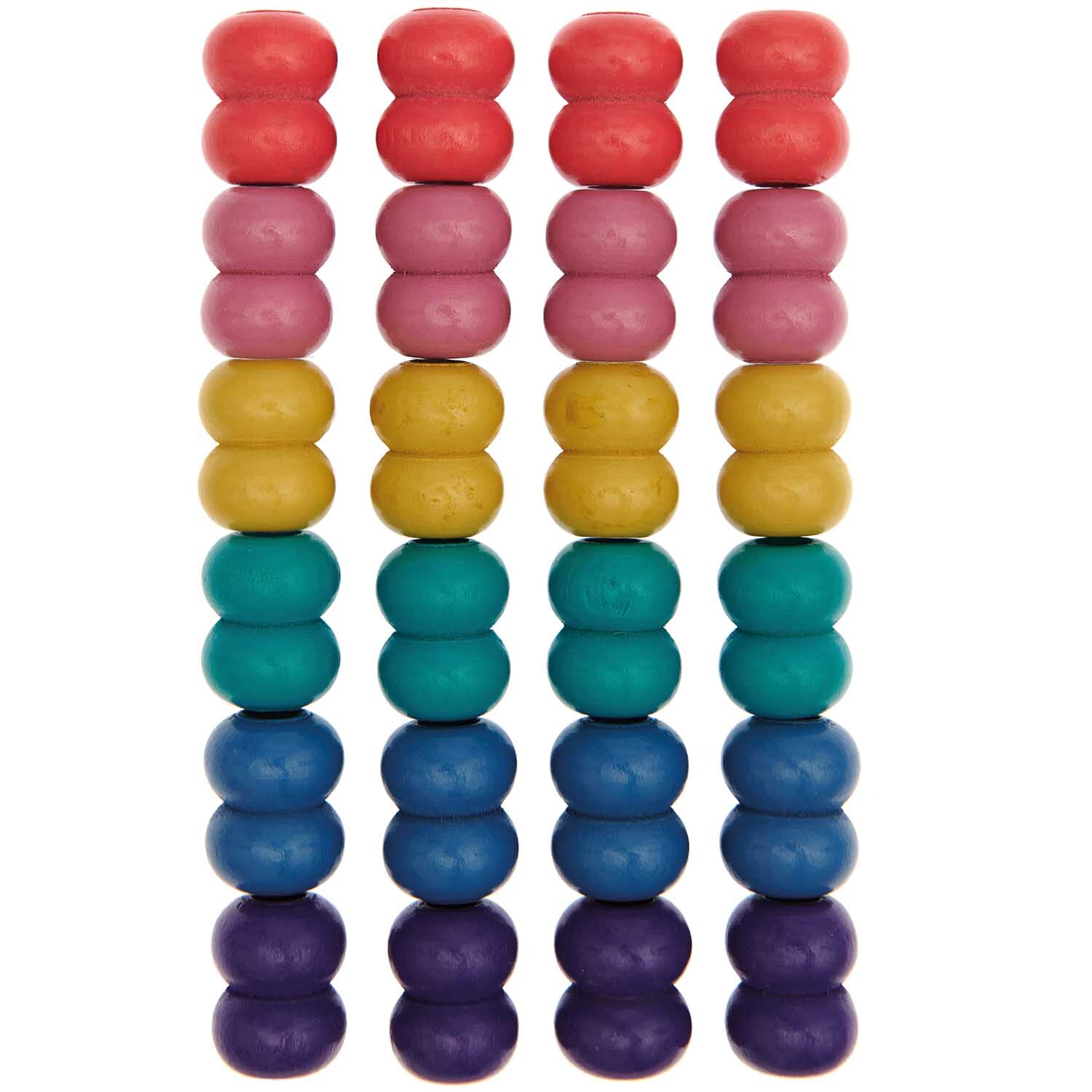 Rico Design Makramee Perlen Holz Regenbogenfarben 17x22mm 24 Stück