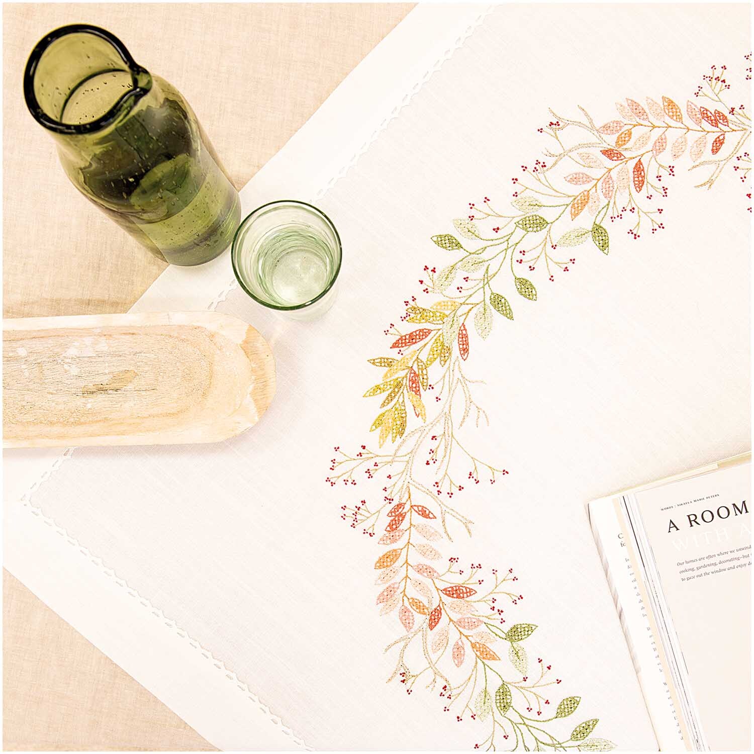 Rico Design Stickpackung Tischdecke Herbstkranz 90x90cm