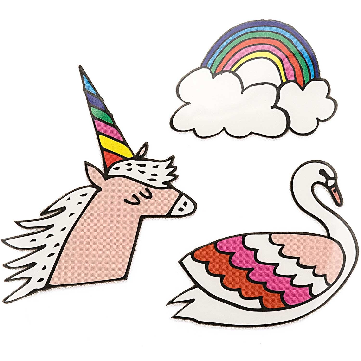 Rico Design Bügelmotiv Set Einhorn-Regenbogen-Schwan 4cm
