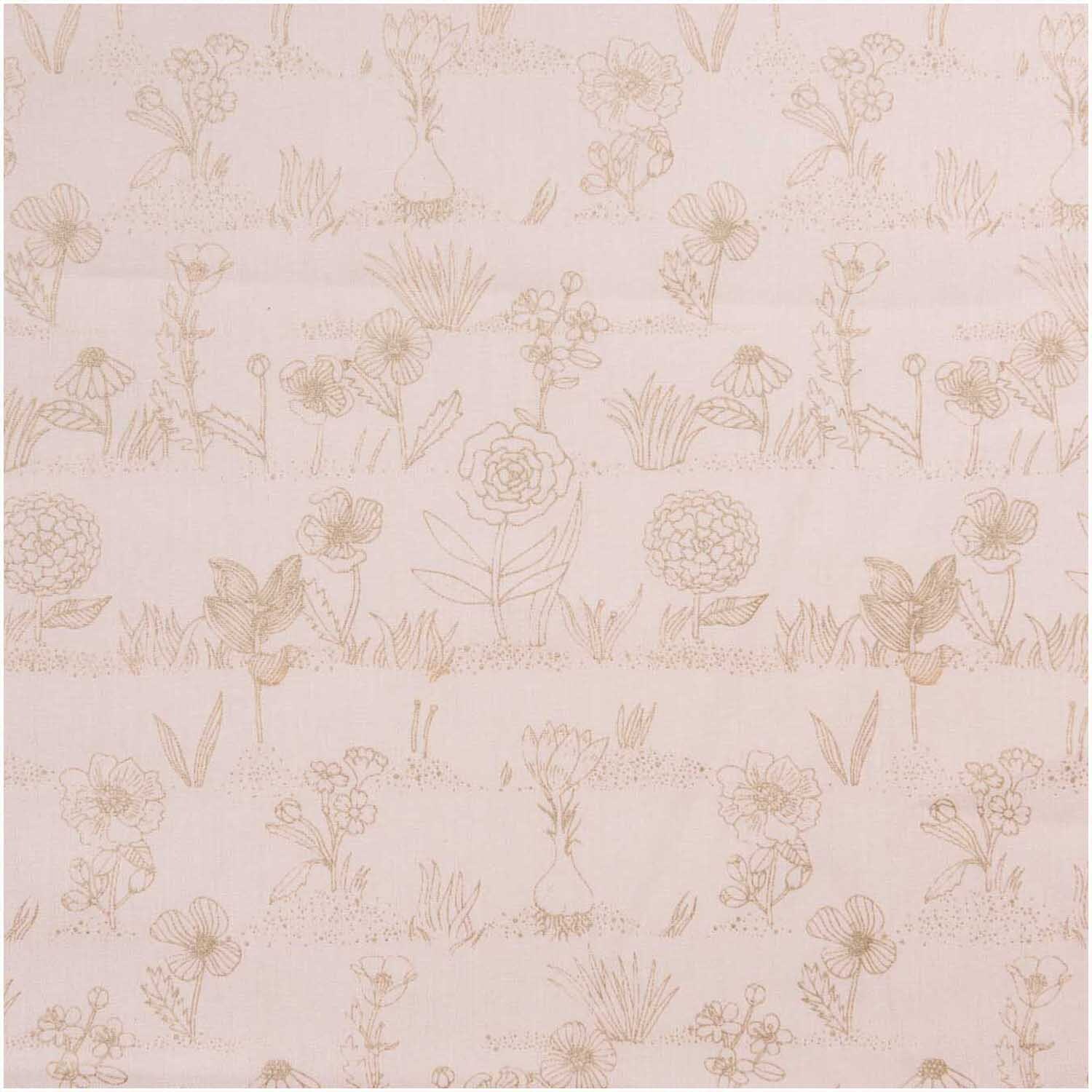 Rico Design Druckstoff Hygge Pflanzen puder-metallic 50x140cm