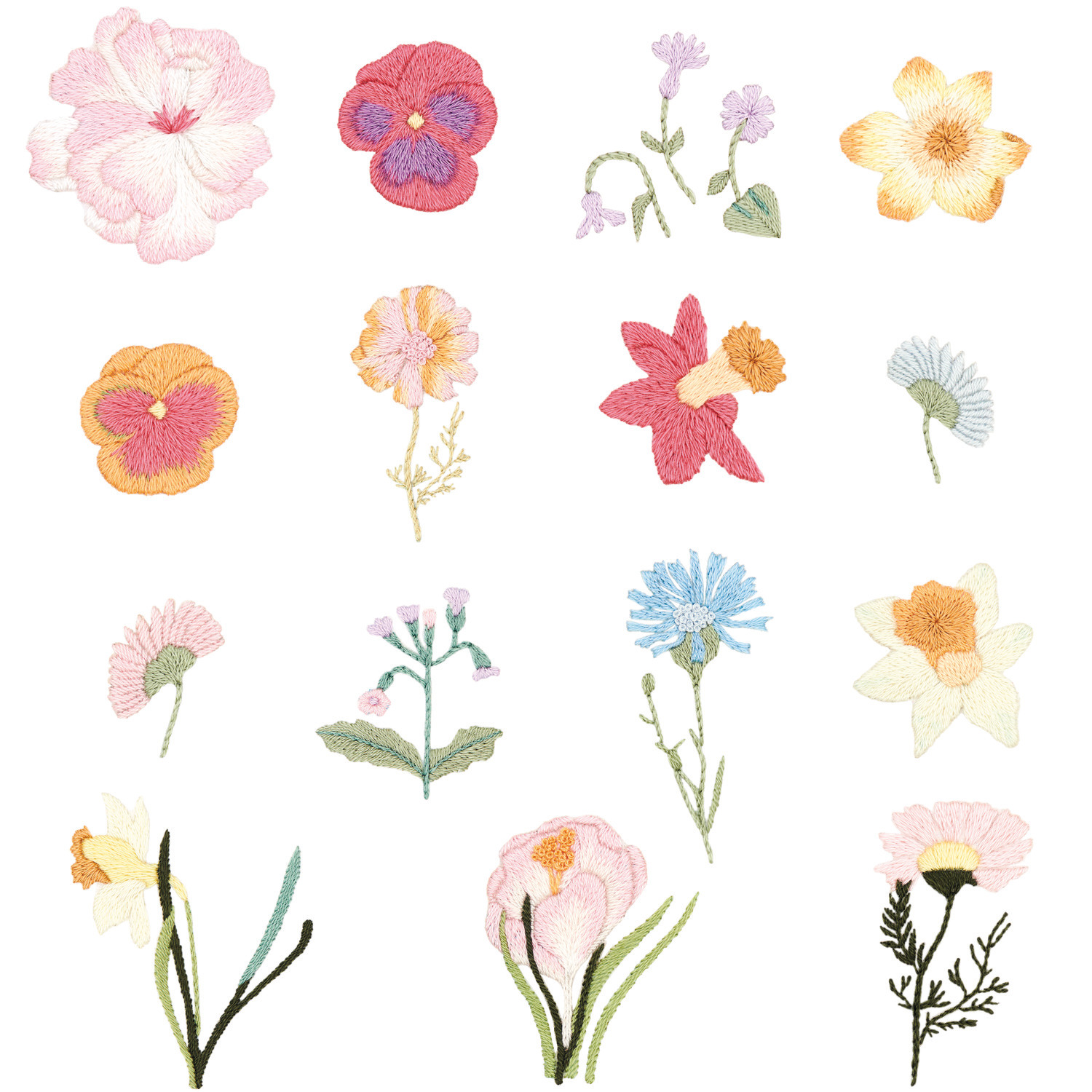 Rico Design Stick and Stitch Stickpackung Frühlingsblumen vorgezeichnet