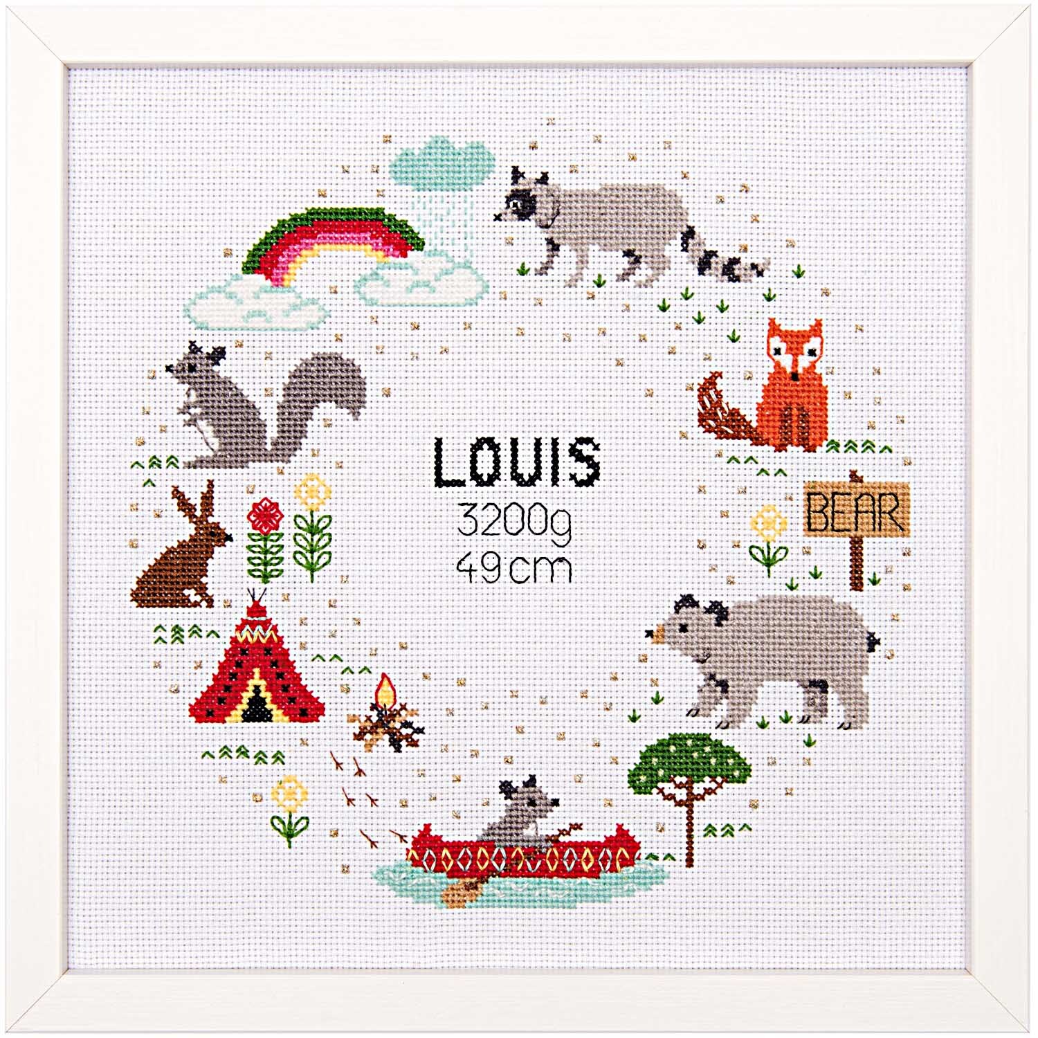 Rico Design Stickpackung Geburtsbild Woodland Camping 24x24cm