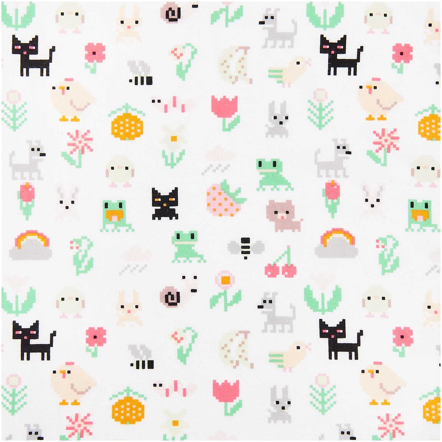 Rico Design Stoffabschnitt Jersey Pixel Art Tiere