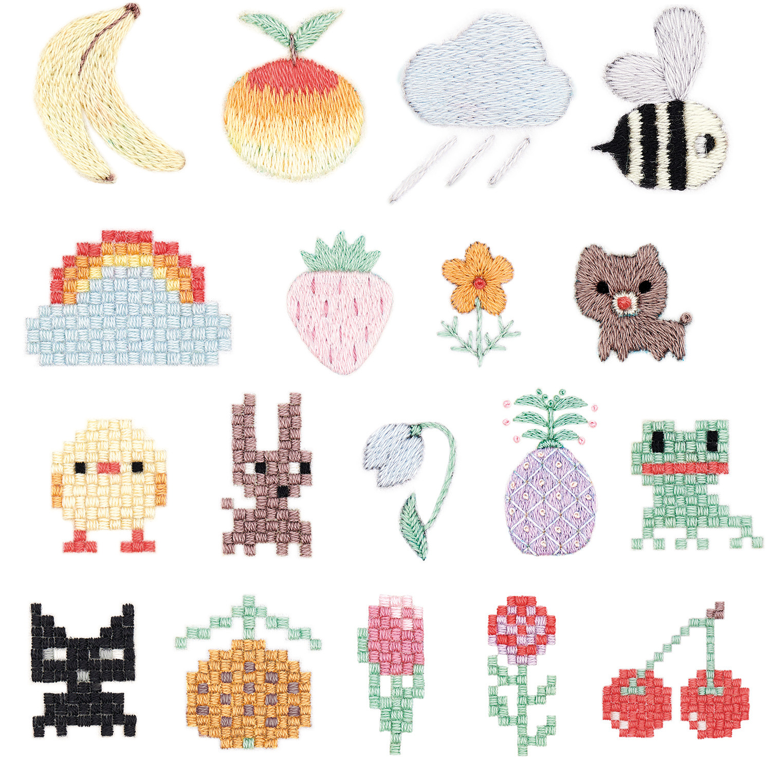 Rico Design Stick and Stitch Stickpackung Pixel Art Mix vorgezeichnet