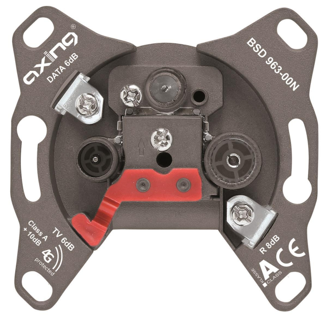 AXING Einzel-/Stichdose BSD 963-00N Multimedia 3Loch 5-1006MHz 6dB Kl.A+