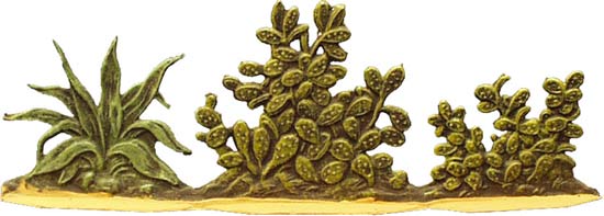 Berliner Zinnfiguren Agave und 2 Kakteen (Opuntioideae)