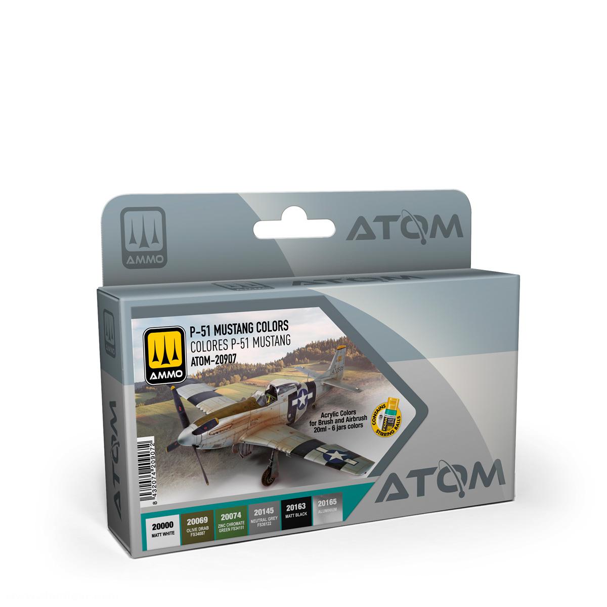 AMMO by Mig Jimenez ATOM P-51 Mustang Colors Set