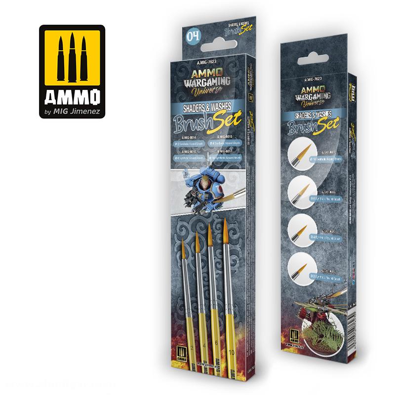 AMMO by Mig Jimenez Ammo Wargaming Universe - Shaders & Washes Pinselset