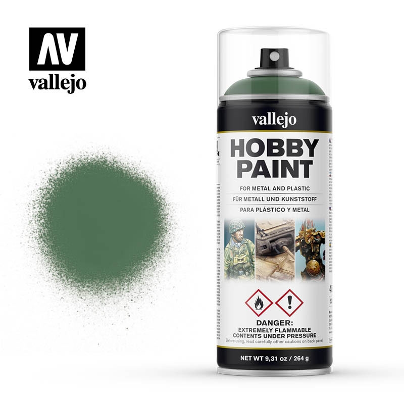 Acrylicos Vallejo Farbspray: Krankes Grün - Hobby Paint Spray (graugrün) (auch als Grundierungsspray)