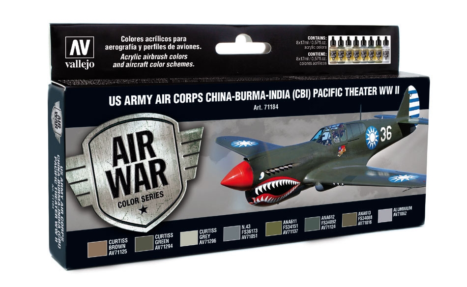 Acrylicos Vallejo US Army Air Corps China-Burma-India Pacific Theatre (CBI) Model Air Farbset