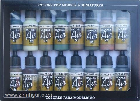 Acrylicos Vallejo Airbrush-Grundfarben-Set: Zweiter Weltkrieg - alliierte Streitkräfte (Model Air - WW2 Allied)
