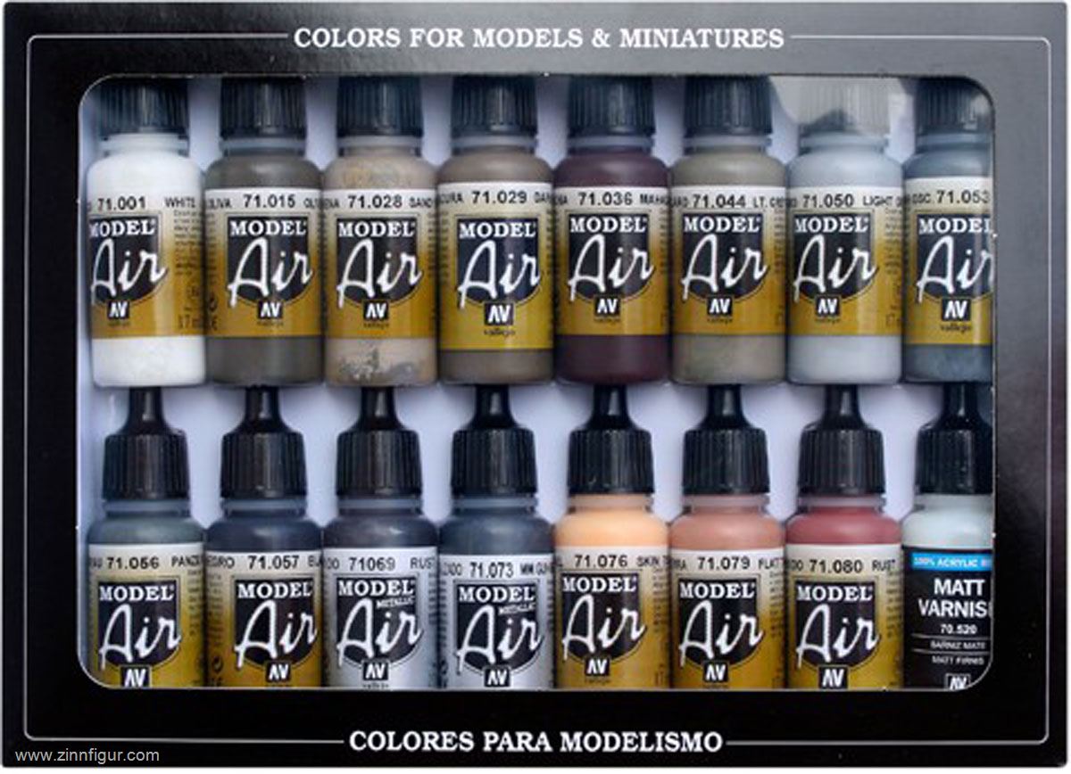 Acrylicos Vallejo Airbrush-Farbset: Verwitterung, 16 Farben