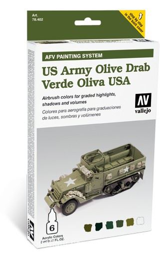Acrylicos Vallejo US Army Olive Drab AFV Painting System