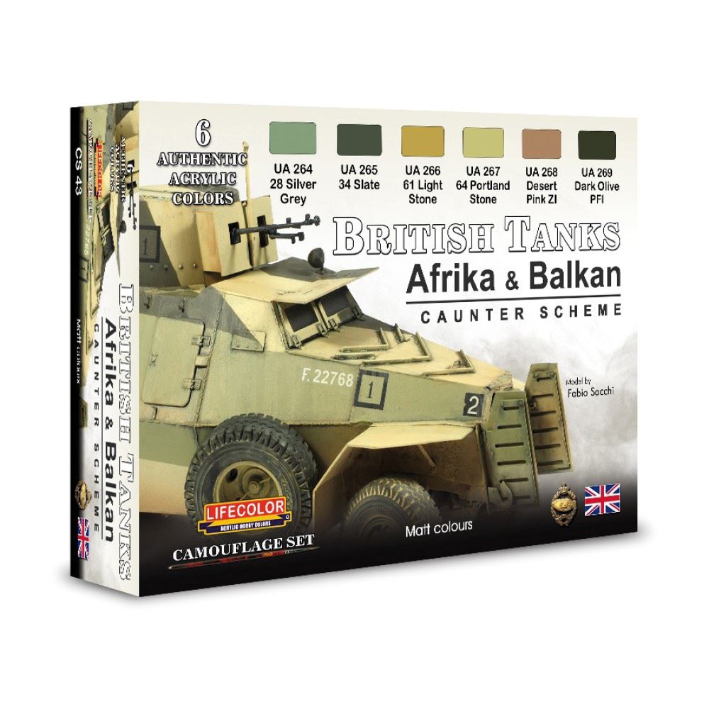 Lifecolor Britische Panzer, (Afrika & Balkan) 2.Wk Farbset