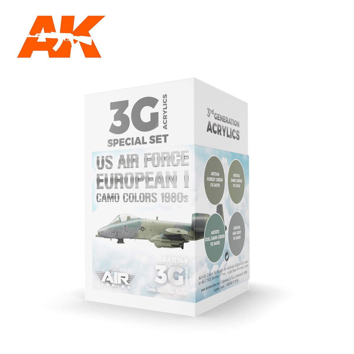 AK Interactive US Air Force European I Camo Colors 1980s SET 3G